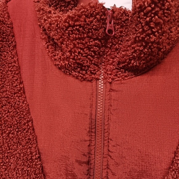 Adidas Originals Women's Burgundy Sherpa Fleece Half Zip Pullover Size M - Picture 6 of 10